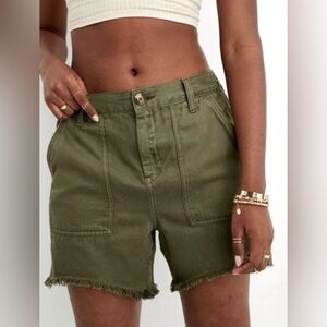 Aerie Olive Green Frayed Hem Shorts